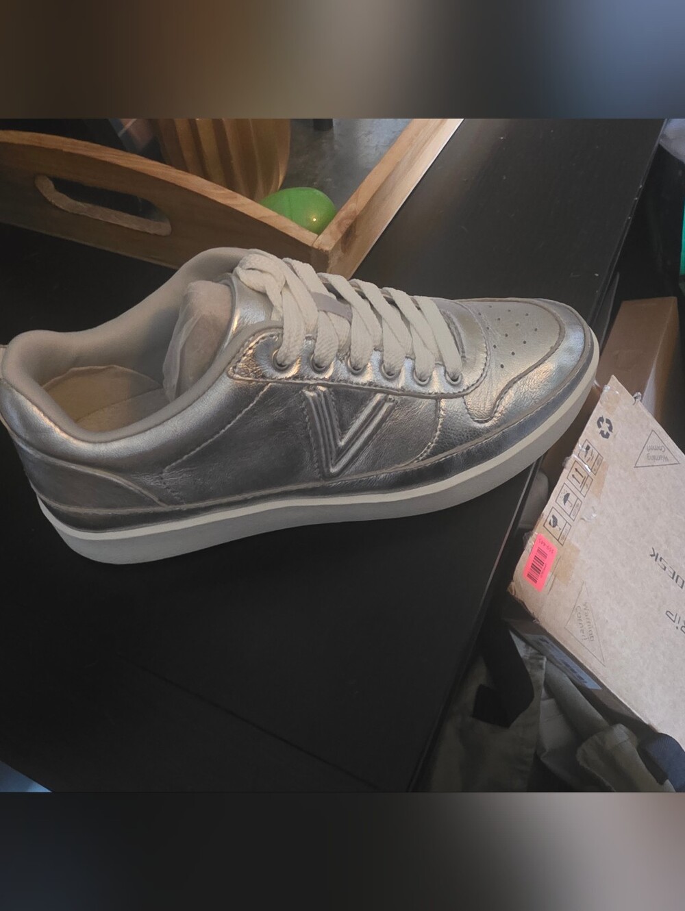 Woman's Metallic Silver Low-Top Sneaker VIONIC